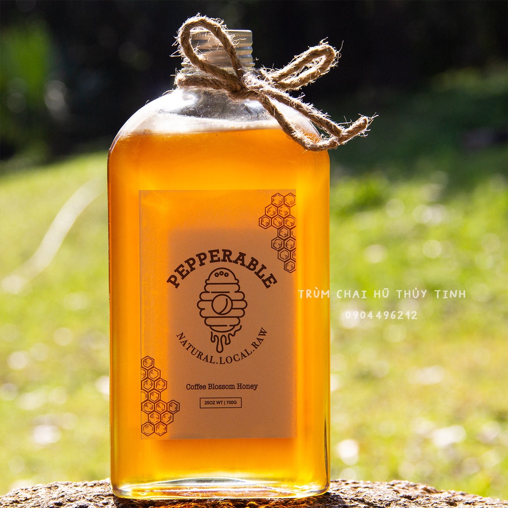 Chai thủy tinh dẹt vai vát nắp nhôm 500ml  - Đựng cà phê, nước ép, cold brew,...