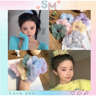 Dây chun buộc tóc vải tiểu thư nhẹ nhàng nưuw nhiều màu hoạ tiết caro hàn quốc cực xinh phụ kiện thời trang SM STORE