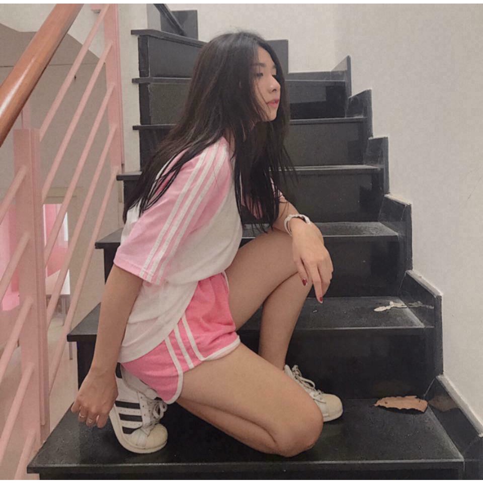 Quần đùi thun cotton Thái Lan sọc hông
