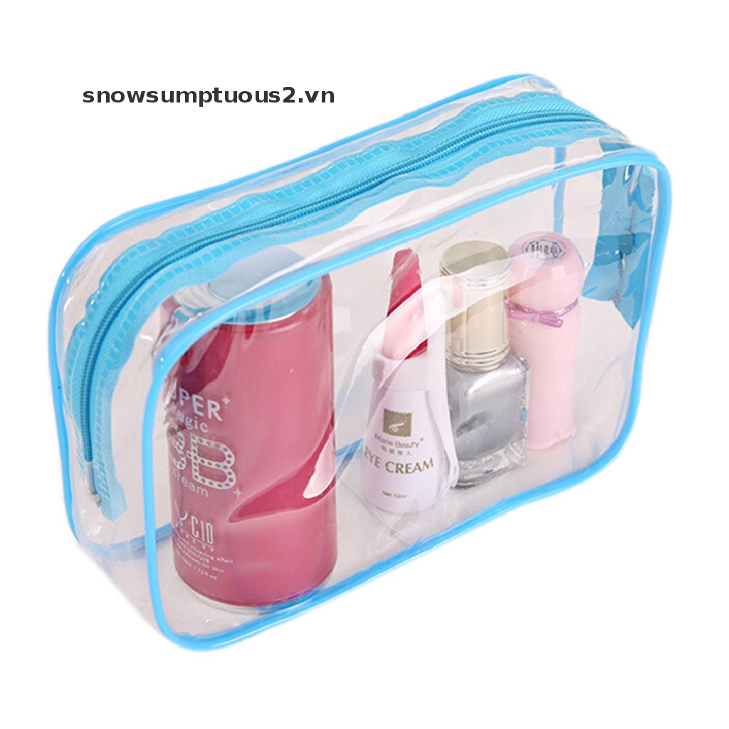 [beauty &amp; Snow] Túi Đựng Mỹ Phẩm / Đồ Vệ Sinh Cá Nhân Bằng Nhựa PVC Trong Suốt Có Khóa Kéo Cho Du Lịch
