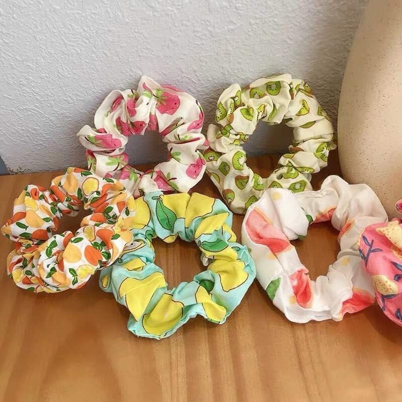 Chun cột tóc Scrunchies trái cây nhiệt đới