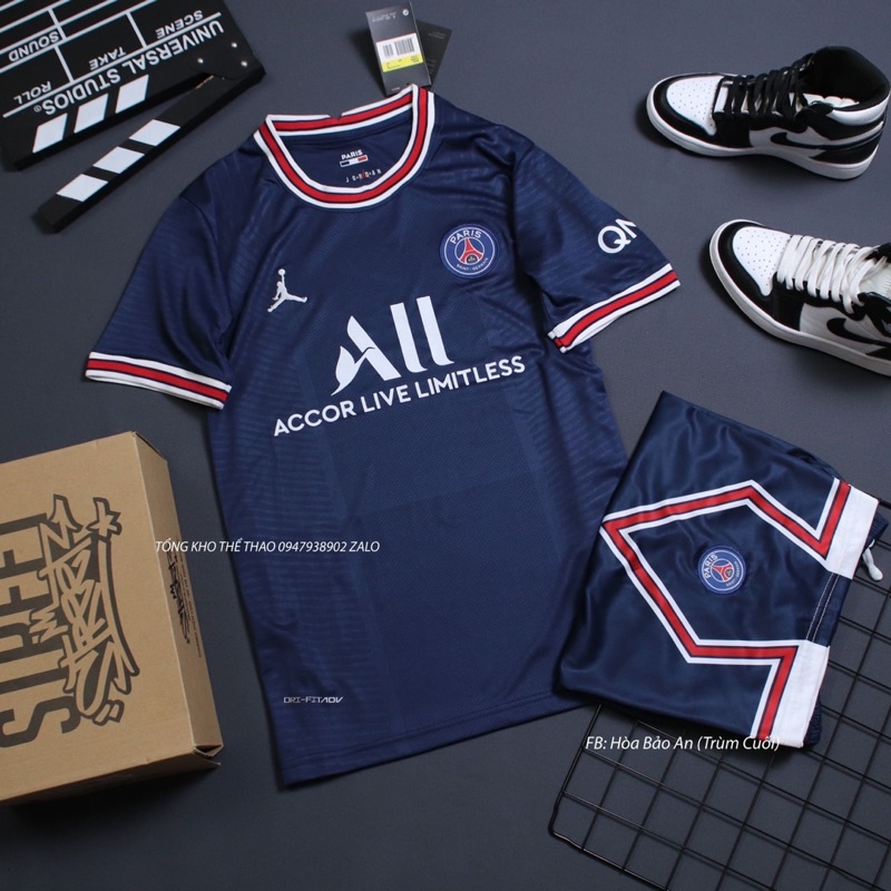 Bộ quần áo đá banh CLB PSG màu tím than mùa 2021 hàng cao cấp thailand