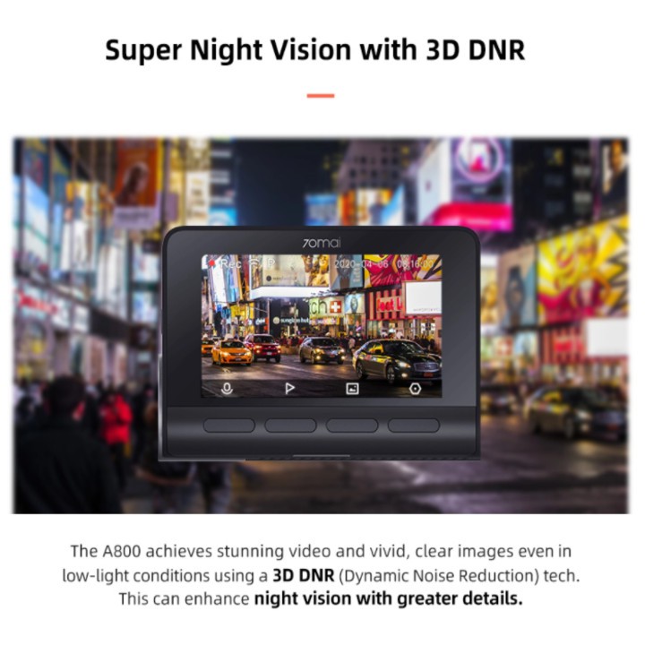 Camera hành trình ô tô A800S bản quốc tế, thương hiệu Xiaomi - 70mail, 4K, Wifi (Bộ tích hợp Camera trước + Sau) | BigBuy360 - bigbuy360.vn
