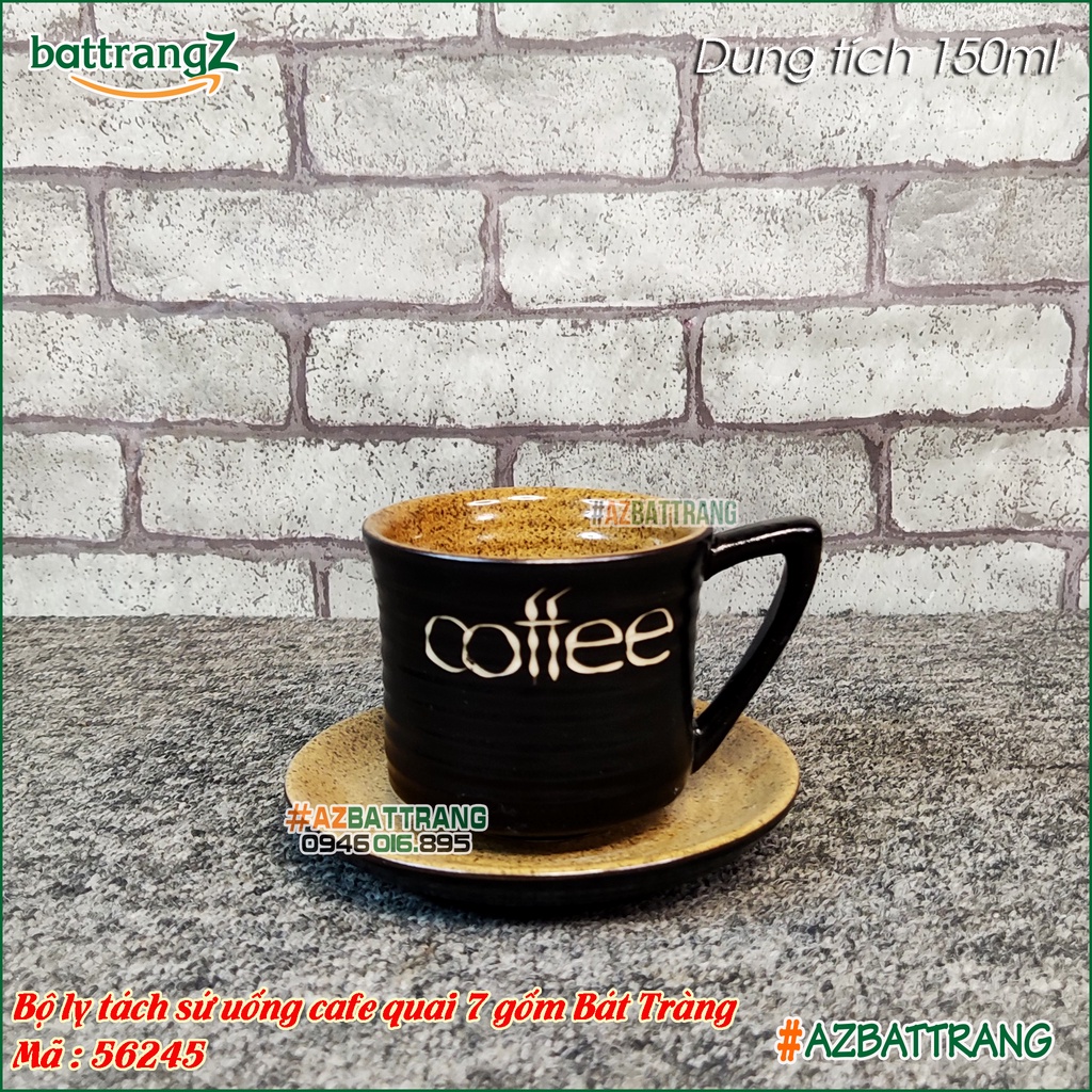 Ly tách cafe kèm thìa cafe sứ men gốm Bát Tràng