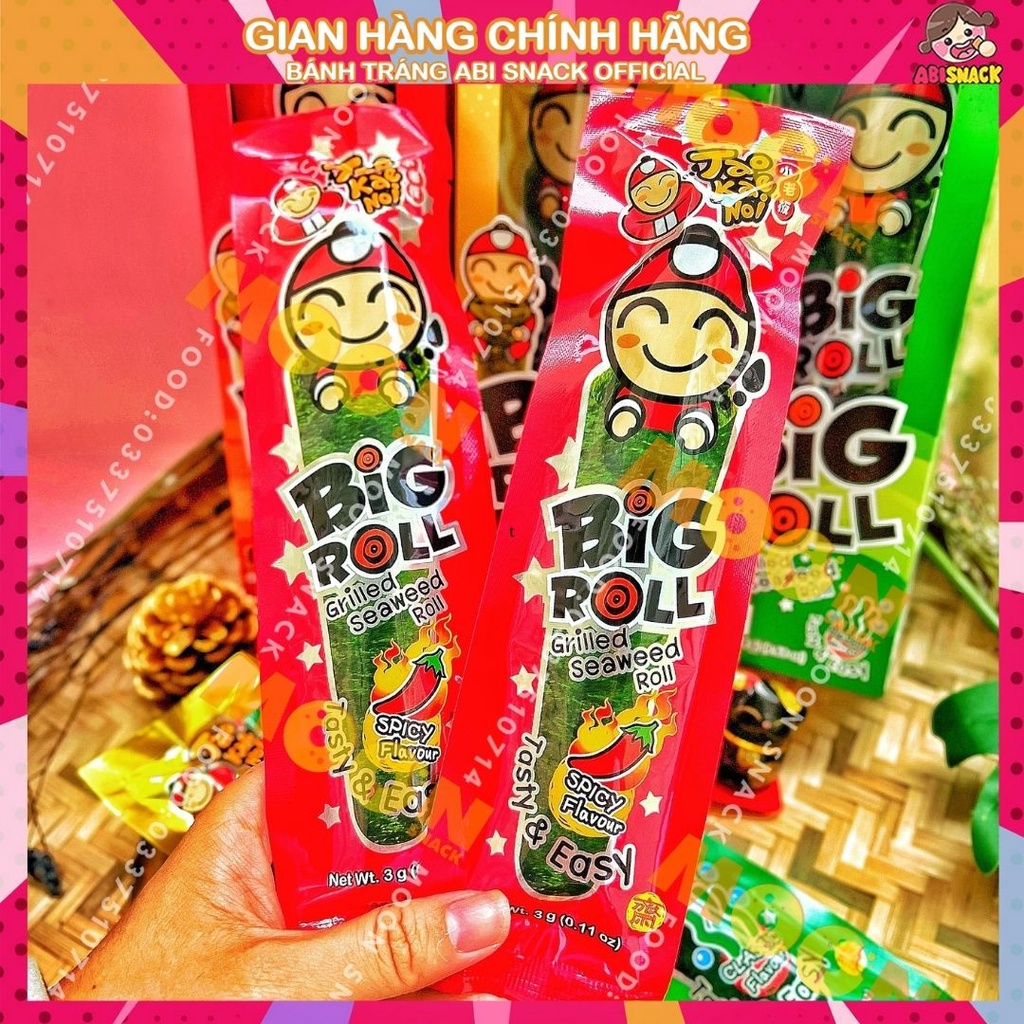 Combo 5 cây snack Rong Biển Nướng Giòn Tao Kae Noi Big Roll Vị Mới Xúc Xích/Phô Mai/Cay/Truyền Thống/Mực