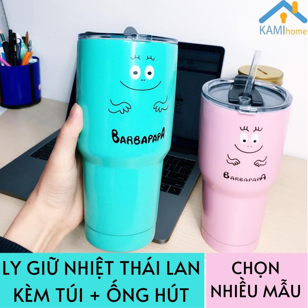 Ly giữ nhiệt Thái Lan 900ml ❤️Kèm Bộ Ống hút❤️ bình uống nước cốc cách nhiệt cao cấp Kami22008