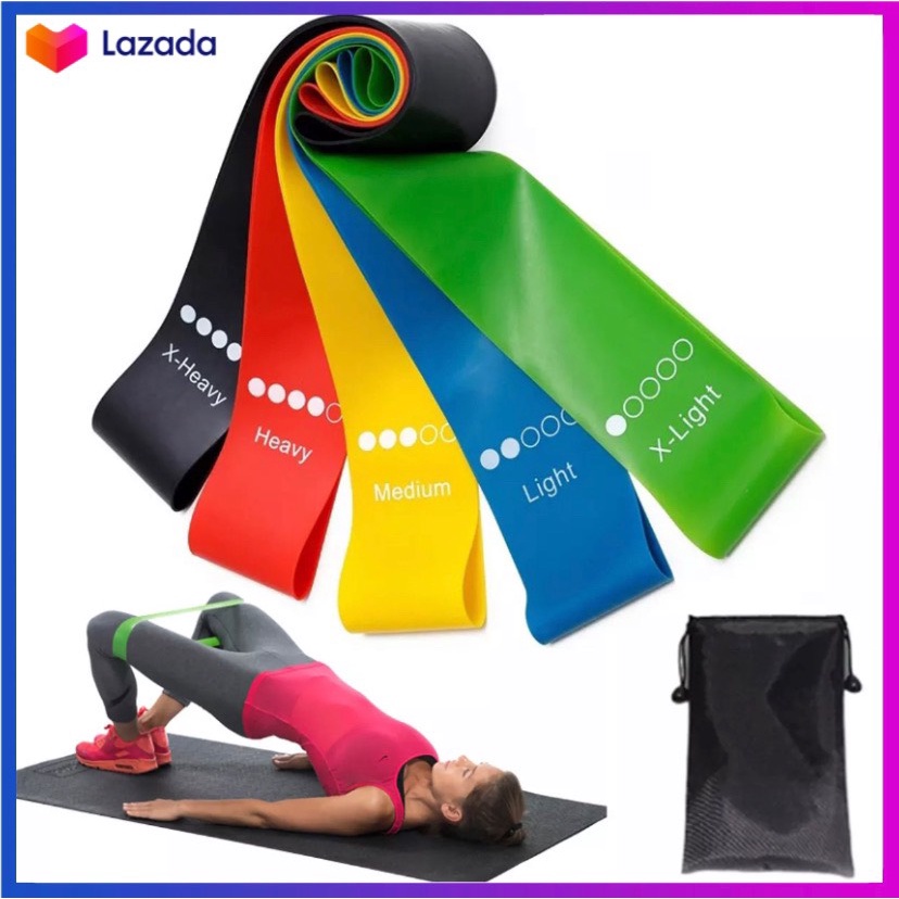 Dây Miniband, Dây Đàn Hồi Kháng Lực Tập Cơ Mông, Đùi - Bộ 5 Dây Đàn Hồi Tập Yoga, Dây Kháng Lực Tập Gym, thể dục