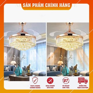 Quạt trần đèn dấu cánh, quạt trần phòng khách QPF106-cánh cụp cánh xòe có 3 chế độ sáng-điều khiển từ xa