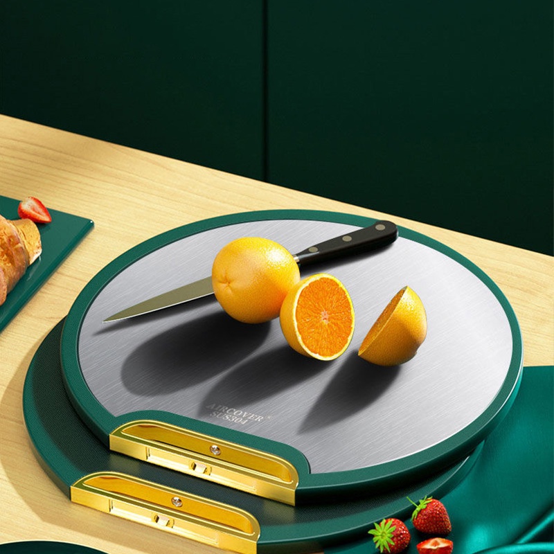 Thớt Cắt Trái Cây Hai Mặt Bằng Thép Không Gỉ 304 Cao Cấp