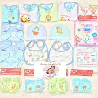 Set 50 đồ sơ sinh 175k cho bé trai ( tặng 1 vòng dâu tằm )