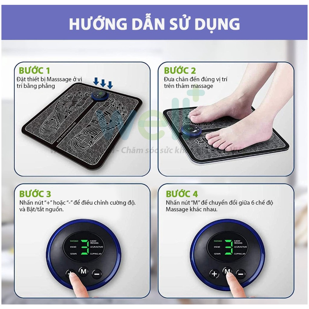 Thảm massage chân EMS MÀN HÌNH HIỂN THỊ giúp lưu thông khí huyết, giảm đau mỏi, chăm sóc sức khỏe