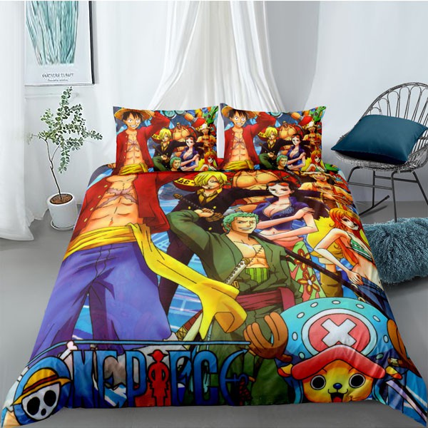 One Bộ Chăn Ga Và Vỏ Gối 3 Trong 1 Họa Tiết Hoạt Hình One Piece