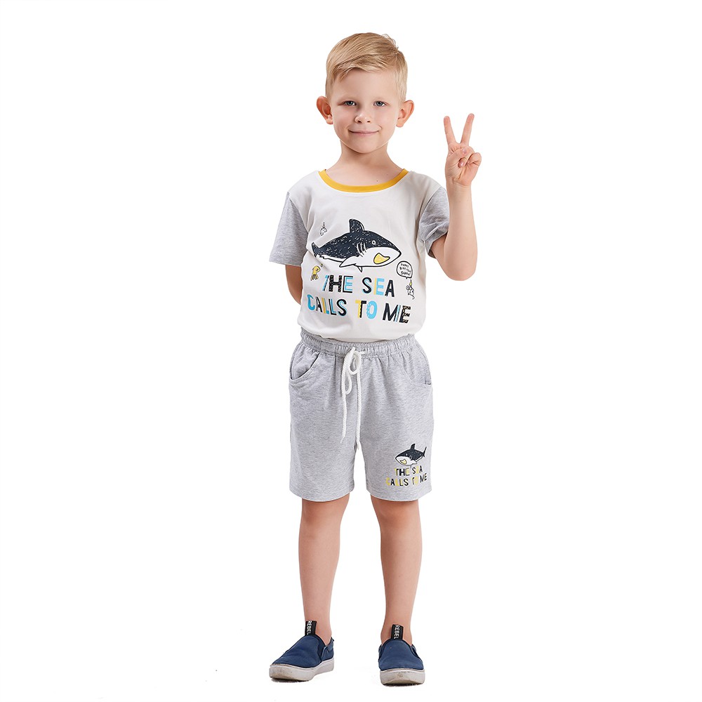 Đồ Bộ Bé Trai Thun In Shark 18-33 kg Vải 100% COTTON - MEEJENA - 411