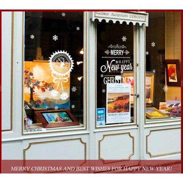 Decal dán tường Noel - Vòng chữ nhỏ chúc giáng sinh trắng