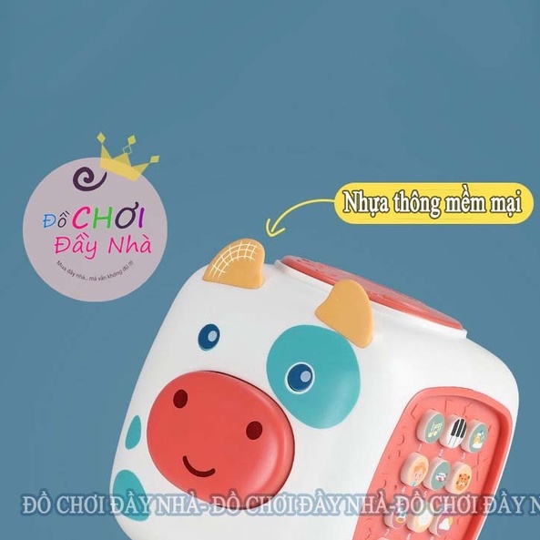Đồ chơi phím nhạc,trống, hộp nhạc, - mẫu mẹ con heo hồng, bò sữa siêu đáng yêu có bánh xe chạy đà- Đồ chơi đầy nhà