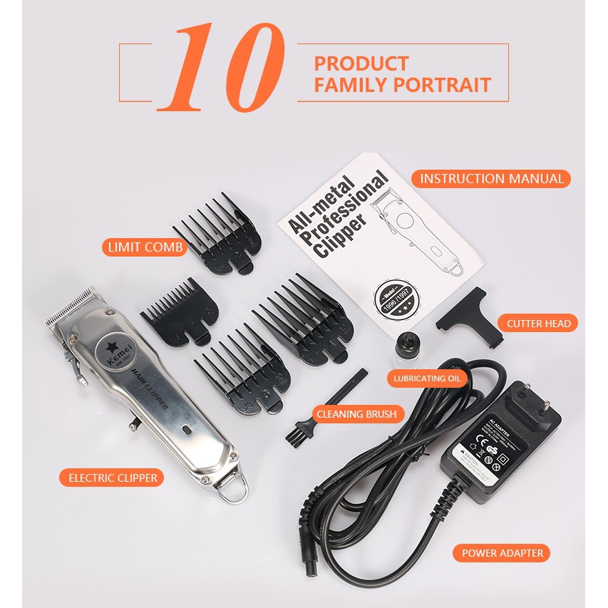 Tông Đơ Cắt Tóc Chuyên Nghiệp Kemei Km 1997 Công Nghệ Sạc Nhanh Lên Đến Hơn 3 Giờ Sử Dụng