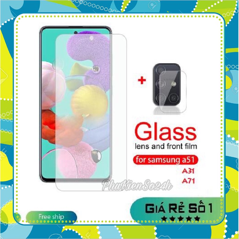 Combo Kính cường lực Samsung Galaxy A31, A51, A71 hiệu Glass Pro không full màn hình + Dán bảo vệ Camera sau