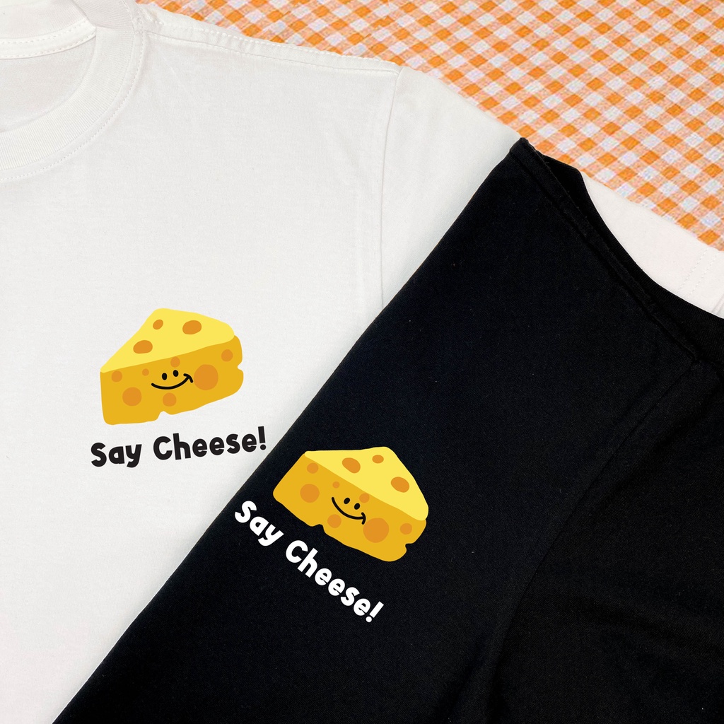 Áo thun Unisex SAY CHEESE vải cotton oversize tay lỡ form rộng