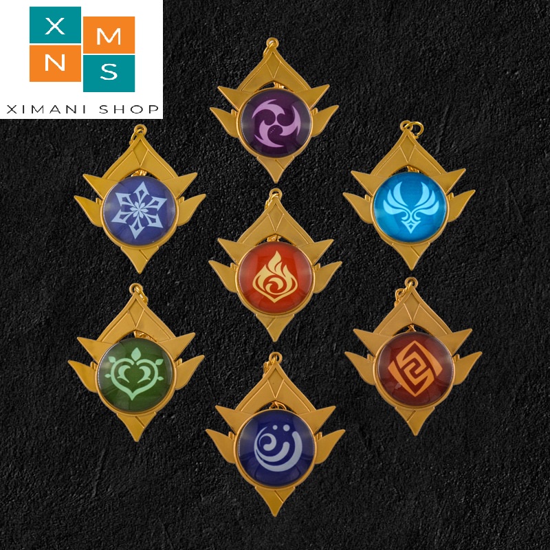 28 Mẫu Móc Khoá Nguyên Tố Vision Genshin Impact Mondstadt Liyue Inazuma Fatui Phát Sáng Mô Hình Game Anime