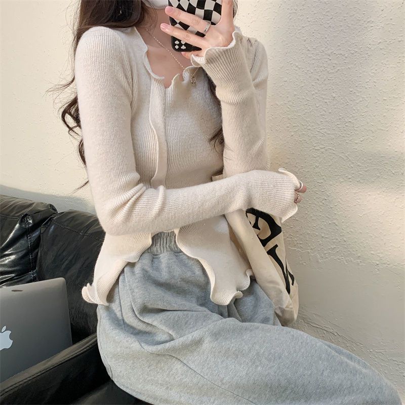 Áo sweater Dệt Kim Dáng Ôm Xẻ Tà Phong Cách Hàn Quốc Cho Nữ JL-TX-552