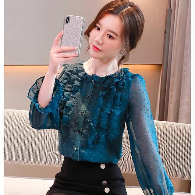 Áo Sơ Mi chiffon Tay Phồng Thời Trang Mùa Thu Cho Nữ