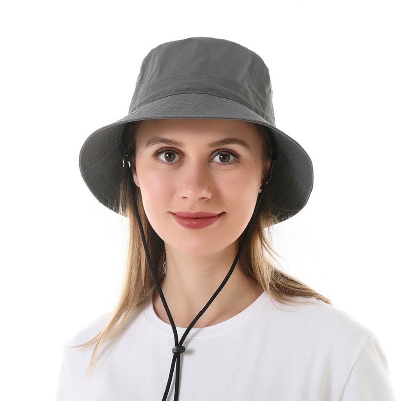 Nón Bucket Rộng Vành Màu Sắc Trơn Có Thể Điều Chỉnh Và Dây Đeo Cằm Cho Unisex