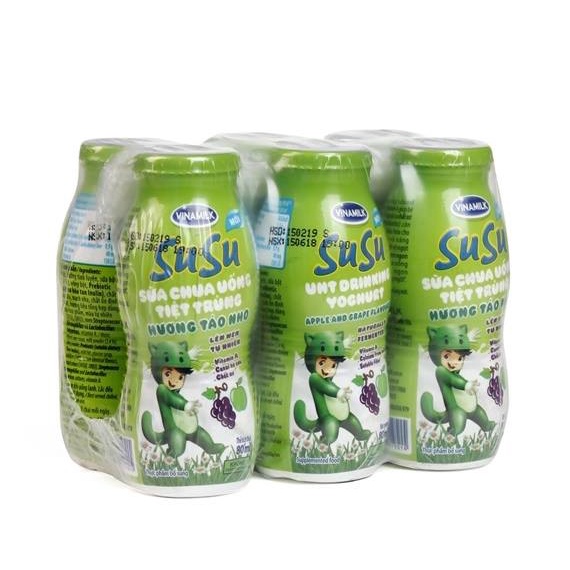 Sữa Chua Uống Susu IQ Hương Táo Nho - Lốc 6 Chai 80ml