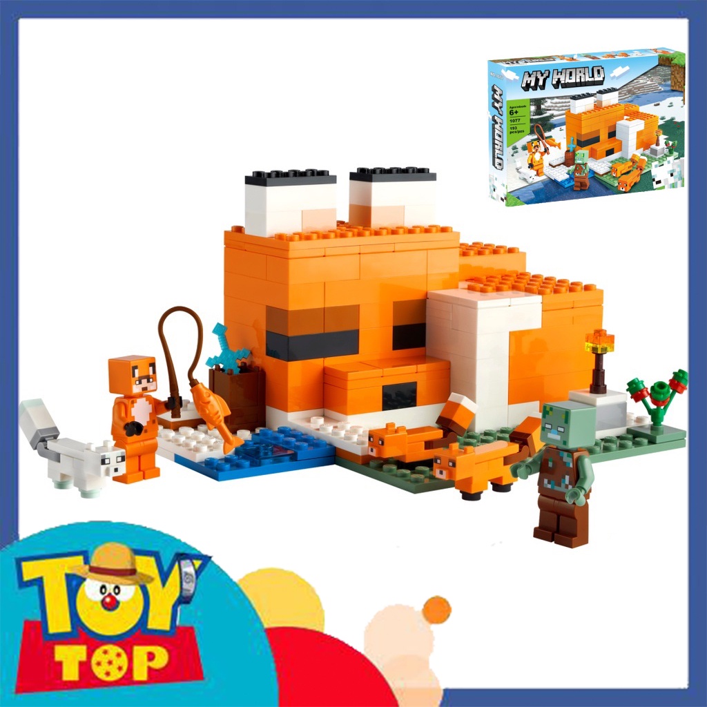 Đồ chơi lắp ráp minecraft ngôi nhà cáo Fox Lodge thế giới vuông my world xếp hình SX1077 mô phỏng 21178
