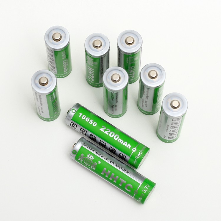 Pin Sạc Cell 18650 HHTC Green 2200mah 3.7V dùng cho loa phóng thanh và đèn pin