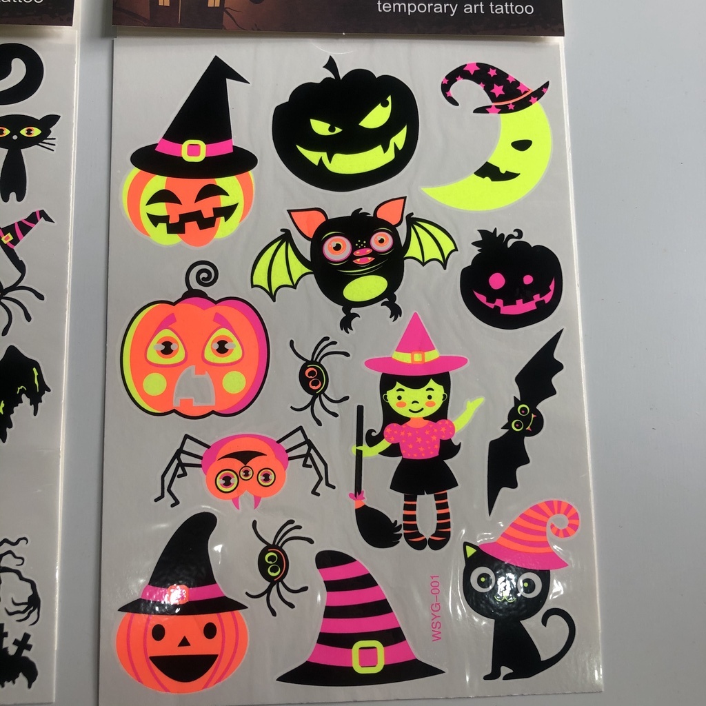 Hình xăm tattoo dạ quang phát sáng hóa trang Halloween cho bé