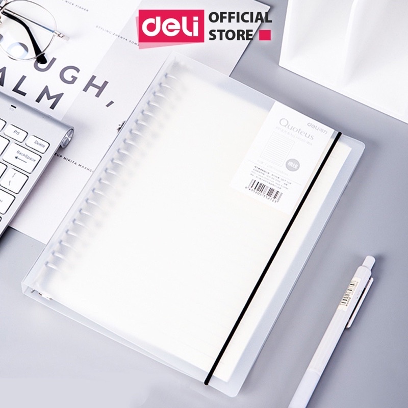 Sổ còng sắt Binder A5 B5 120 trang và lõi giấy Deli - Combo Sổ + Lõi 240 trang - Ô vuông kẻ ngang viết ghi chép sổ tay