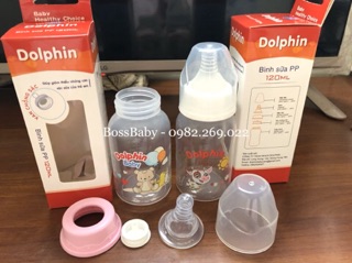 Bình sữa PP cổ hẹp Dolphin 120ml (Có van chống sặc)