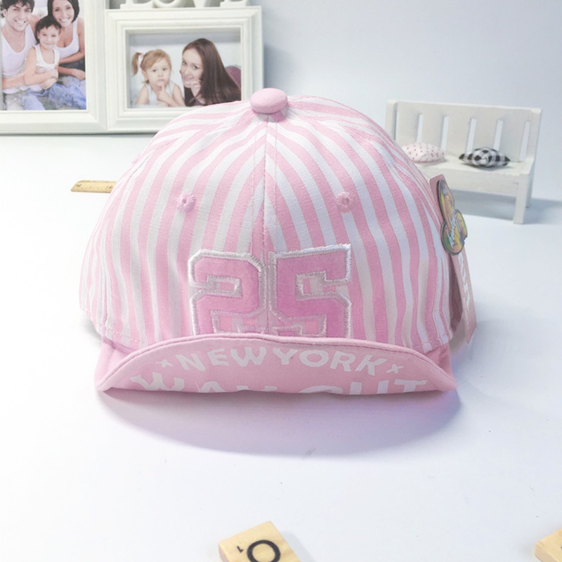 Mũ Lưỡi Trai Cotton Kẻ Sọc Mềm Mại Thêu Chữ Số Cho Bé