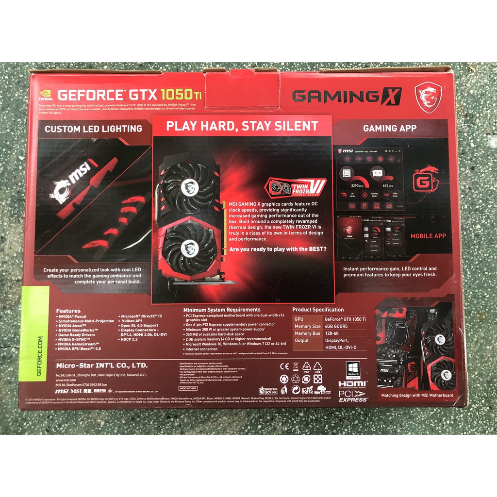 MSI GeForce GTX 1050Ti 4GB GDDR5 Gaming X - Mới, Full Box, BH 36T