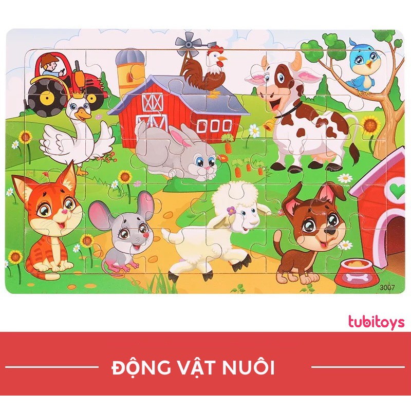 Xếp hình cho bé 30 mảnh ghép gỗ nhiều mẫu đẹp, tranh ghép hình phát triển tư duy ETOYS