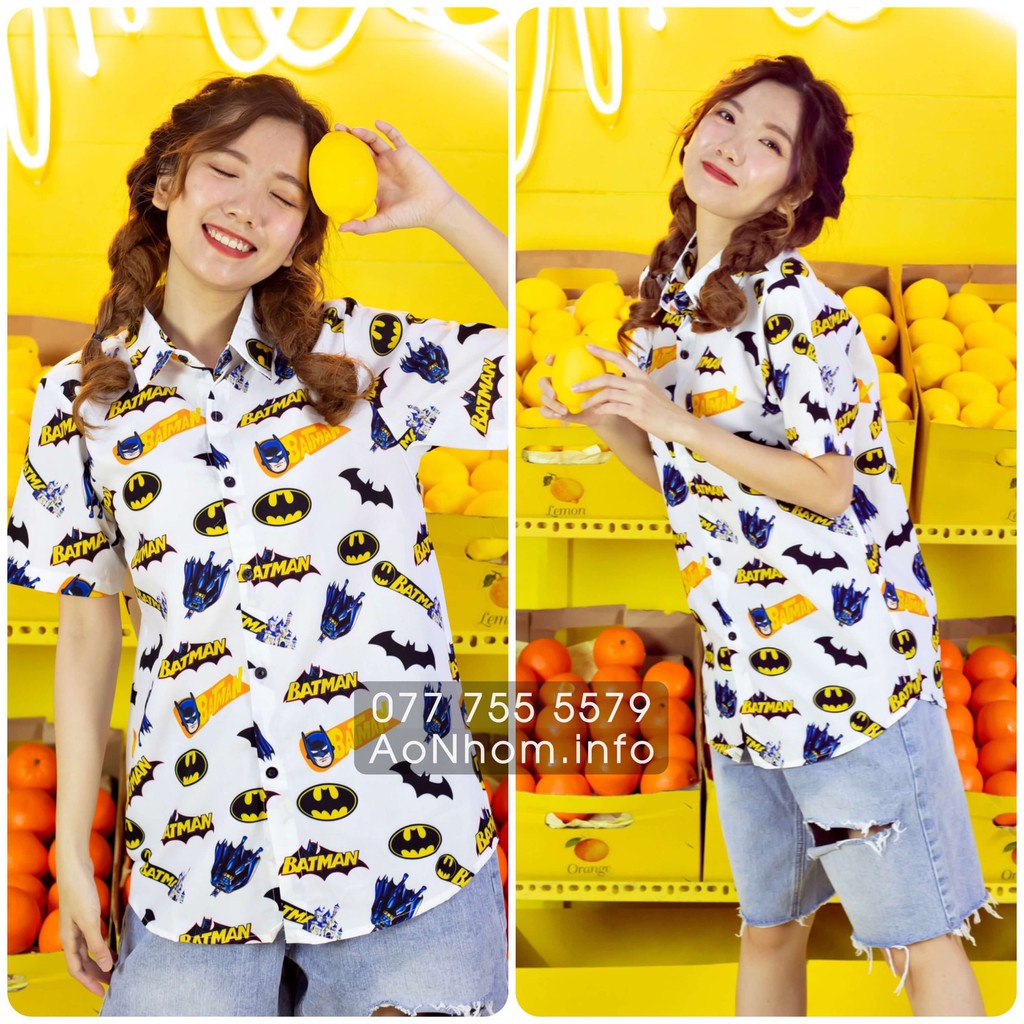 Áo sơ mi hoạt hình Batman lâu đài, Batman nửa trắng nửa đen | BigBuy360 - bigbuy360.vn