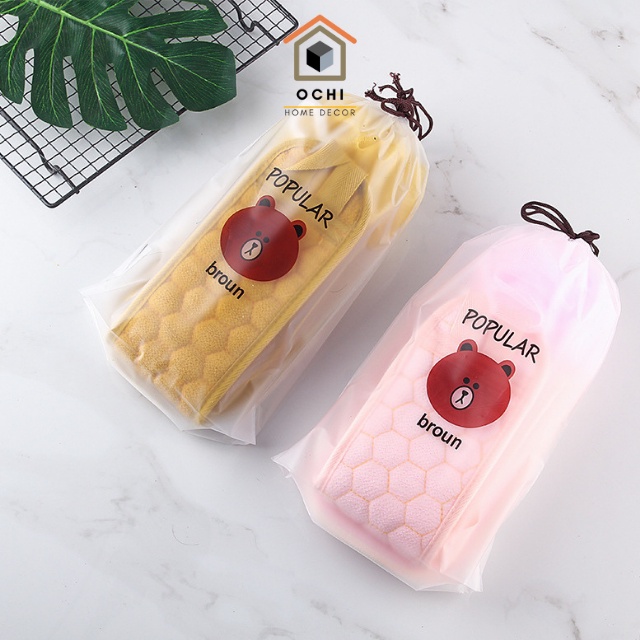 Set 3 chi tiết bông tắm găng tay cọ lưng treo nhà tắm tiện ích