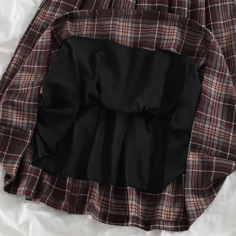 Chân váy dạ kẻ dáng dài vintage. Chân váy dài xoè ulzzang style - Hàng mới về