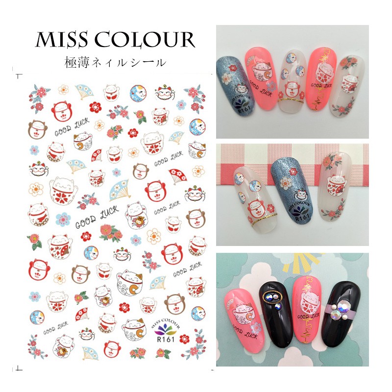 Nail Sticker Mèo Thần Tài May Mắn - Dán Móng Tay 3D Tuyệt Đẹp Miss Colour