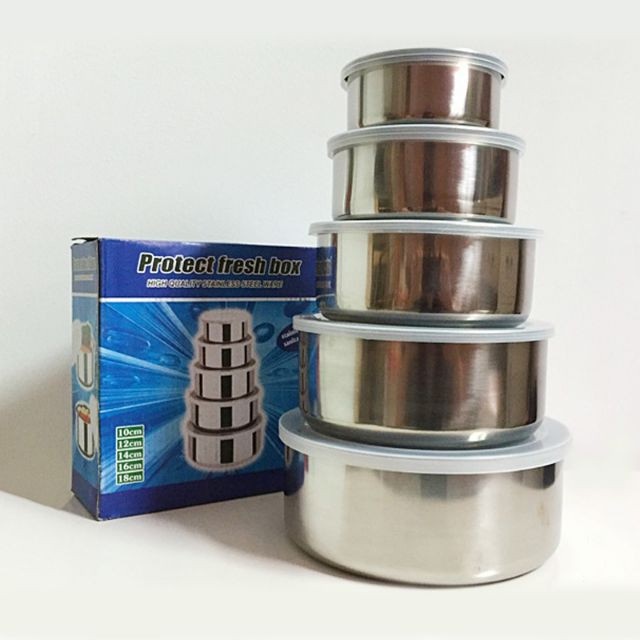 Quà tặng - Bộ  bát inox cao cấp có nắp đậy