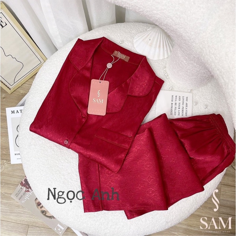 Bộ ngủ Pijama sam lụa ngắn tay cao cấp SAM - choco - lụa vân gỗ tô châu siêu đẹp và bền
