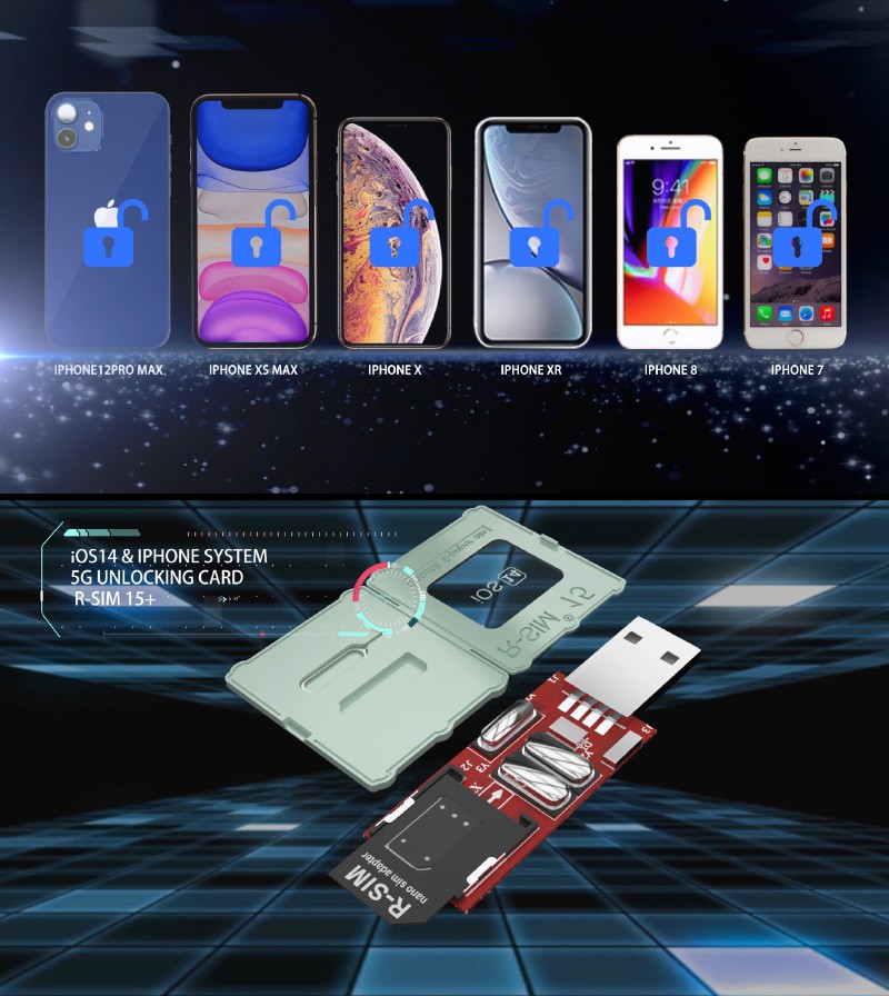 Sim Mở Khóa Nano 2020 R-Sim15 + Cho Iphone 12 11 Pro Xs Max Xr X 8 7 6s