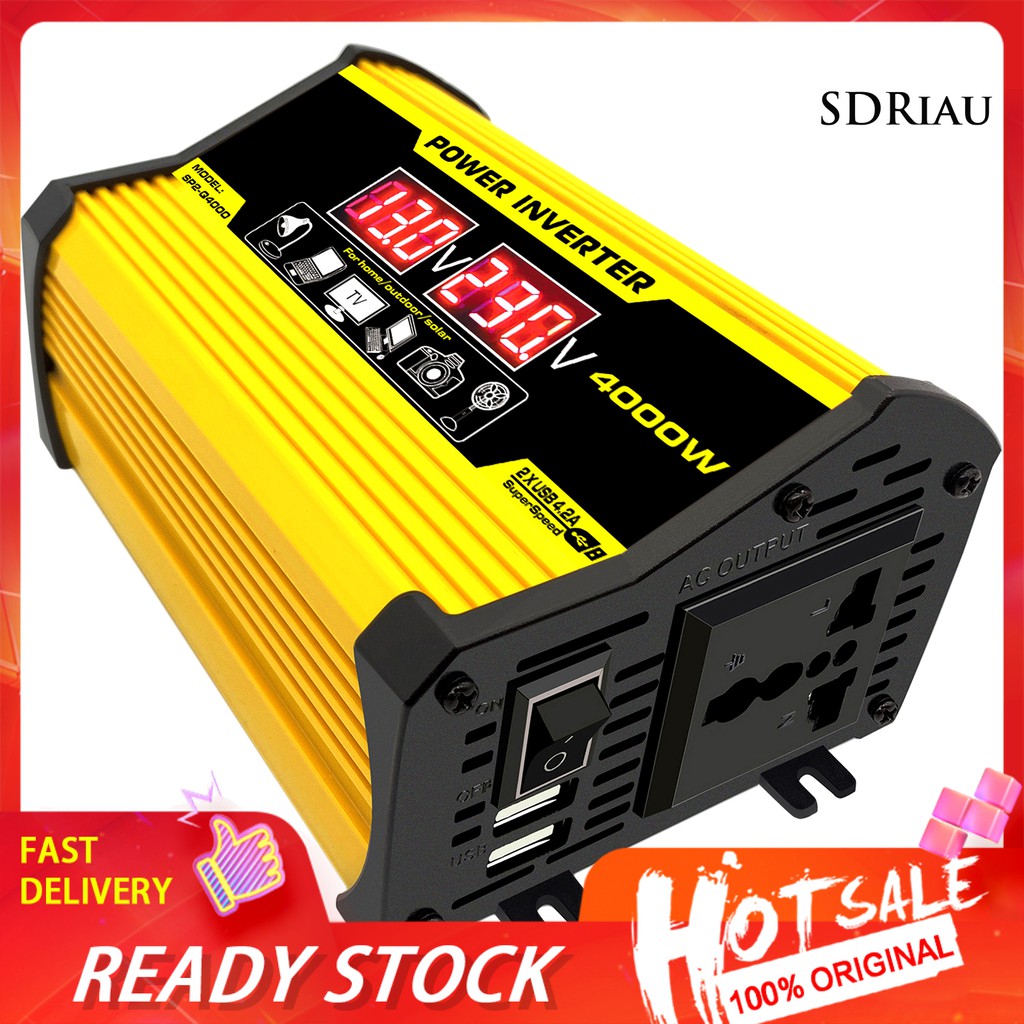 Bộ Chuyển Đổi Nguồn Điện Từ 12V Sang AC 220v/ 110v QCD 4000W Dành Cho Xe Ô Tô | BigBuy360 - bigbuy360.vn