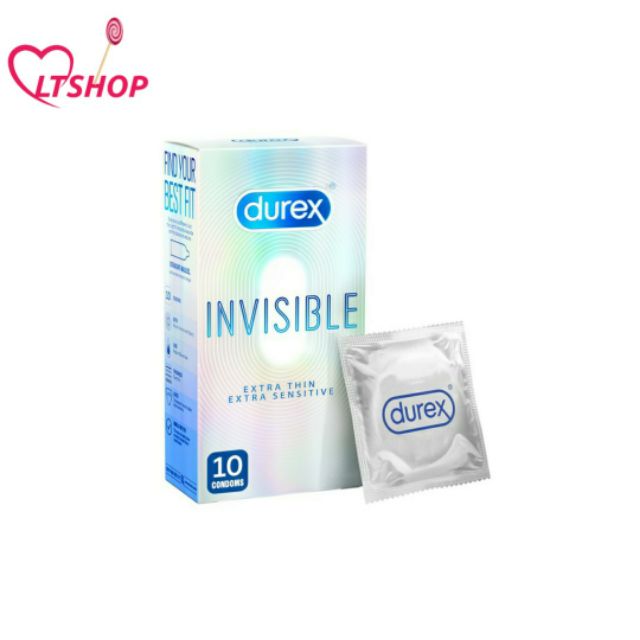 Bộ đôi bao cao su siêu mỏng durex invisible hộp 12c + gel bôi trơn durex  massa 2 in 1