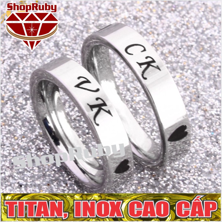 NHẪN CẶP INOX Vk, Ck đẹp không đen