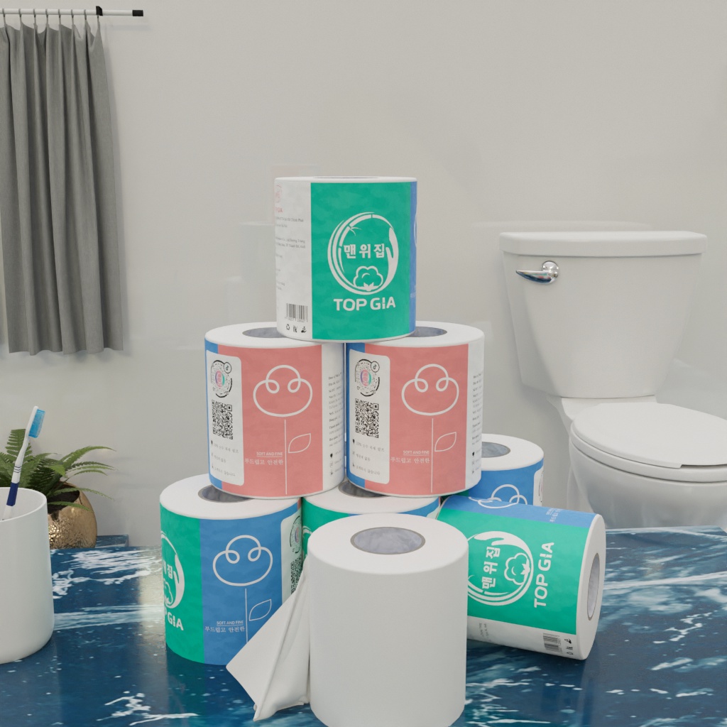 Giấy vệ sinh cuộn Top Gia thùng 24 gói, giấy lau đa năng bột gỗ nguyên chất, không chất tẩy trắng