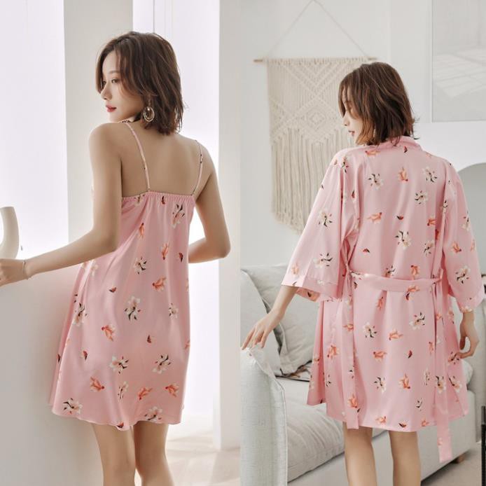 [HÀNG CAO CẤP] Áo choàng hoa kimono sang trọng dễ thương áo ngủ bigsize dưới 65kg Ly Ly Shop | BigBuy360 - bigbuy360.vn