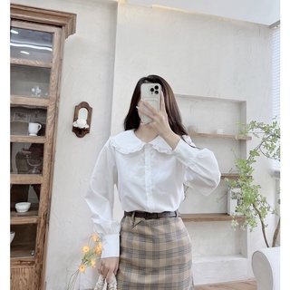áo sơ mi cổ bèo đen trắng