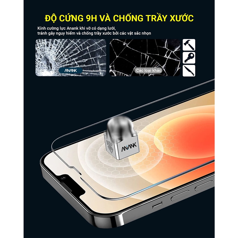 Kính Cường Lực ANANK 3D Curved Clear Cho iPhone 13 Series / 12 Pro Max / 12 Pro / 12 / 12 Mini