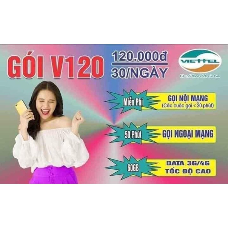 [MIỄN PHÍ THÁNG ĐẦU] SIM VIETTEL V120 ĐẦU 09